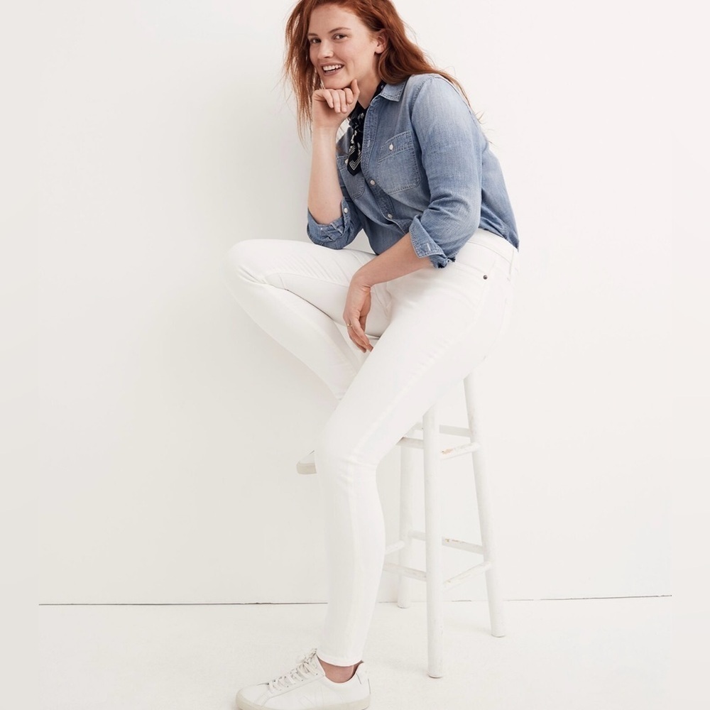 Madewell 9 Inch Mid Rise White Skinny Jeans Size 31 - Picture 3 of 10